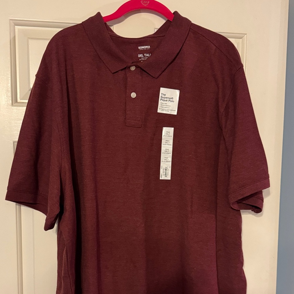 Sonoma Men's Dark Red Polo Shirt